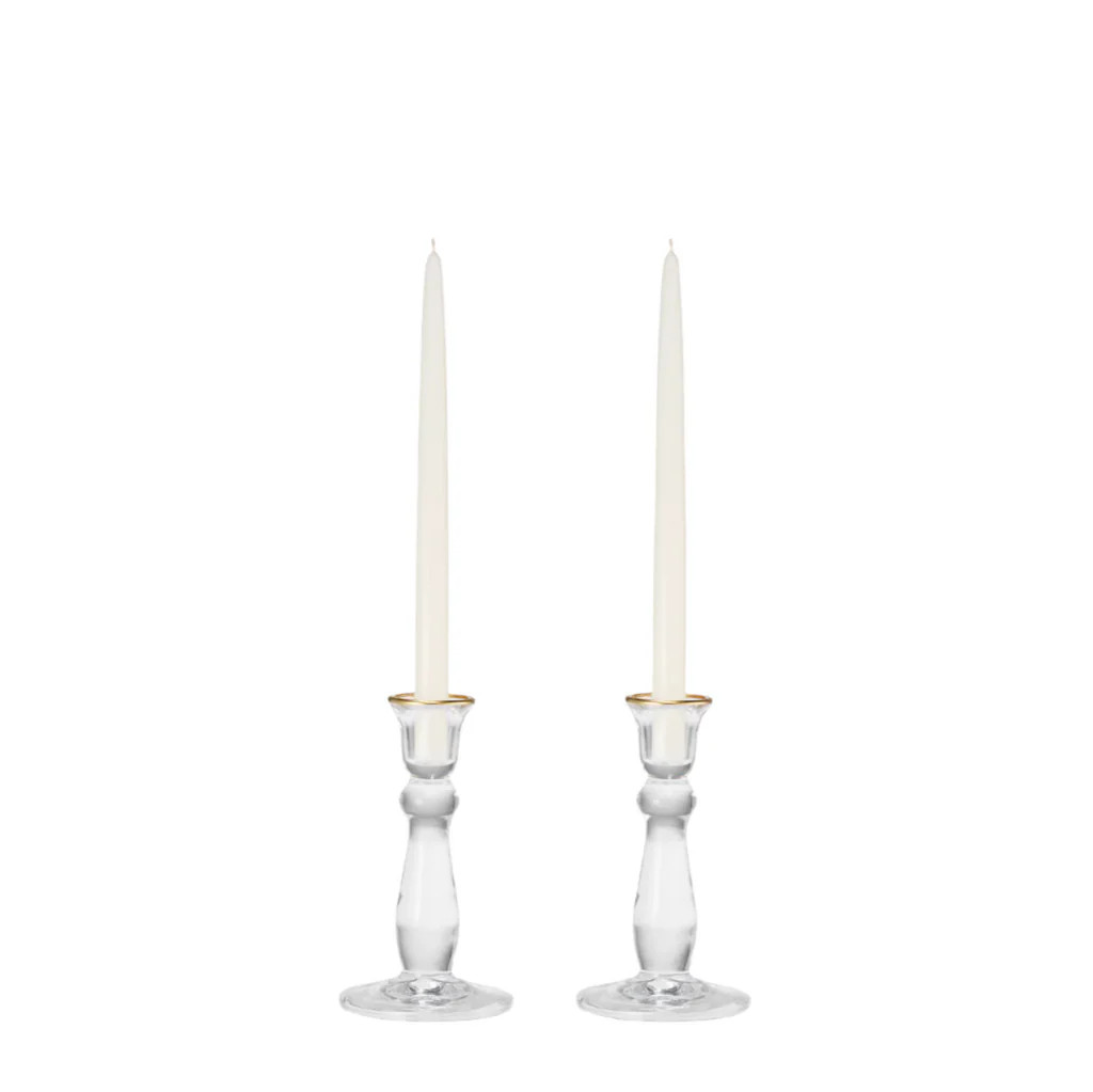 Sancia Tall Taper Candleholders in Gold Rim in, Set of 2 | Over The Moon