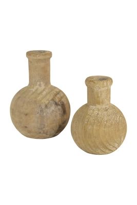 Set of Two Carved Round Wooden Bottles | Ashley Homestore