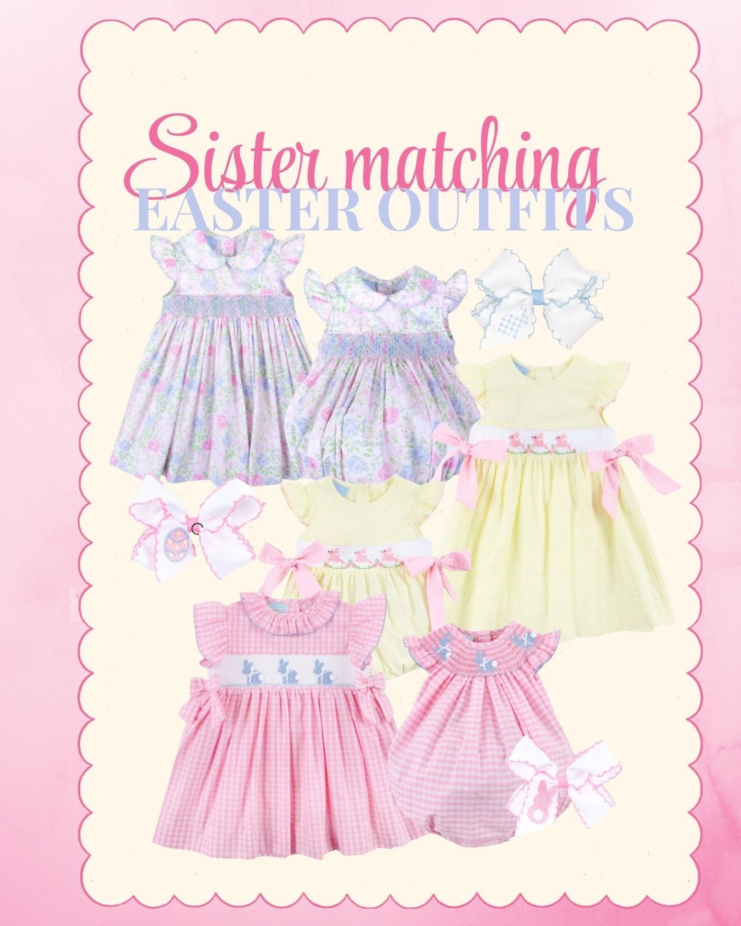 Matching sister Easter outfits from Classic Whimsy 🐣🌸 The sweetest smocked bunny dresses, floral Easter dresses, and baby bubble rompers for the perfect sibling Easter look. sister matching Easter outfits | baby girl Easter dress | toddler Easter dress | smocked Easter dress | bunny smocked outfit | matching sibling outfits | Classic Whimsy Easter


#LTKKids #LTKSeasonal #LTKmomlife