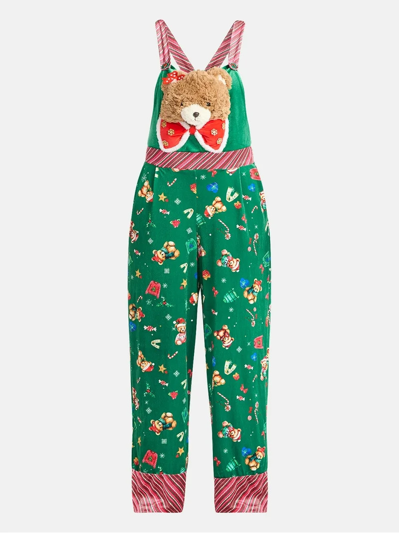 No Boundaries Christmas Teddy Bear Jumpsuit, Women’s | Walmart (US)