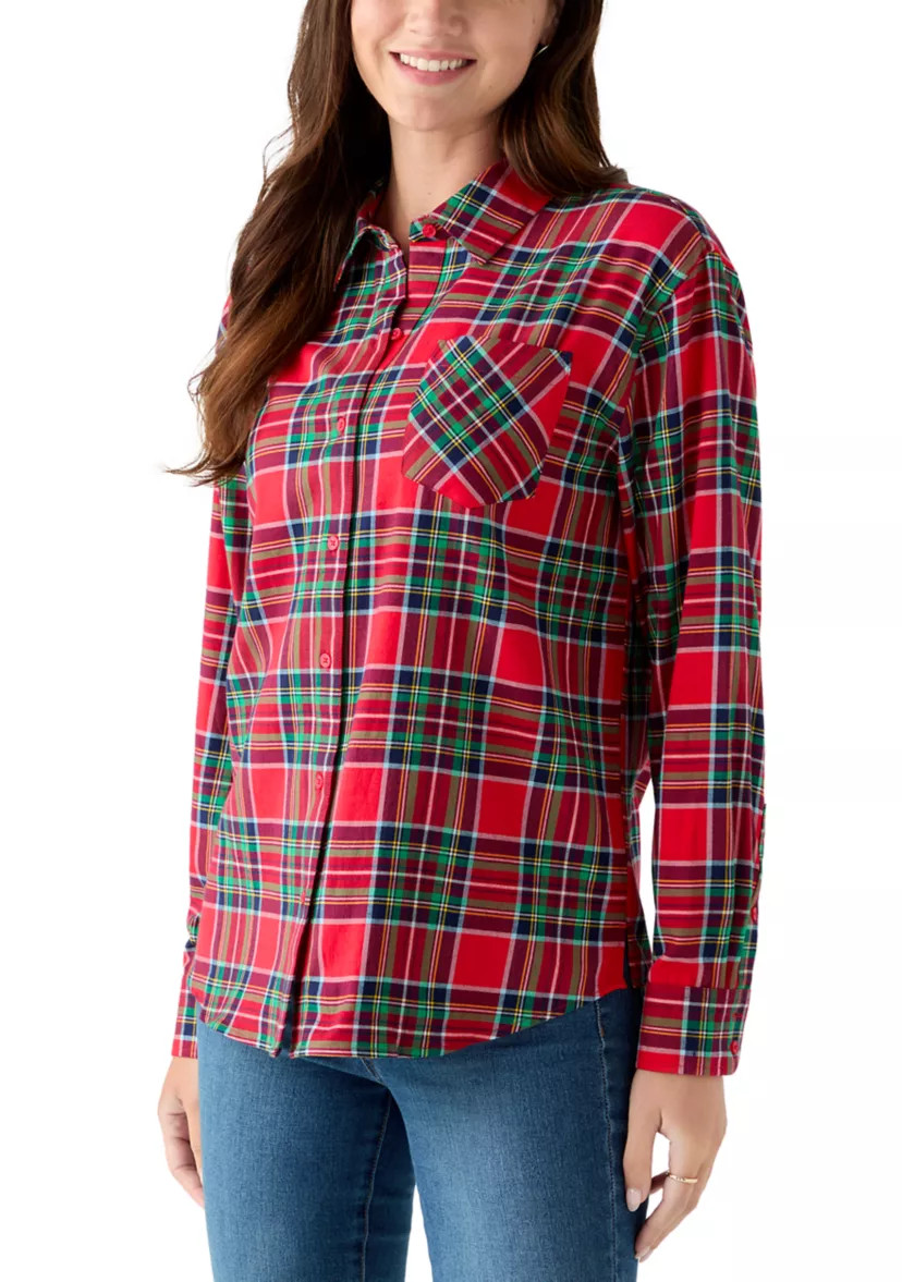 Women's Long Sleeve Flannel Button Front Shirt | Belk