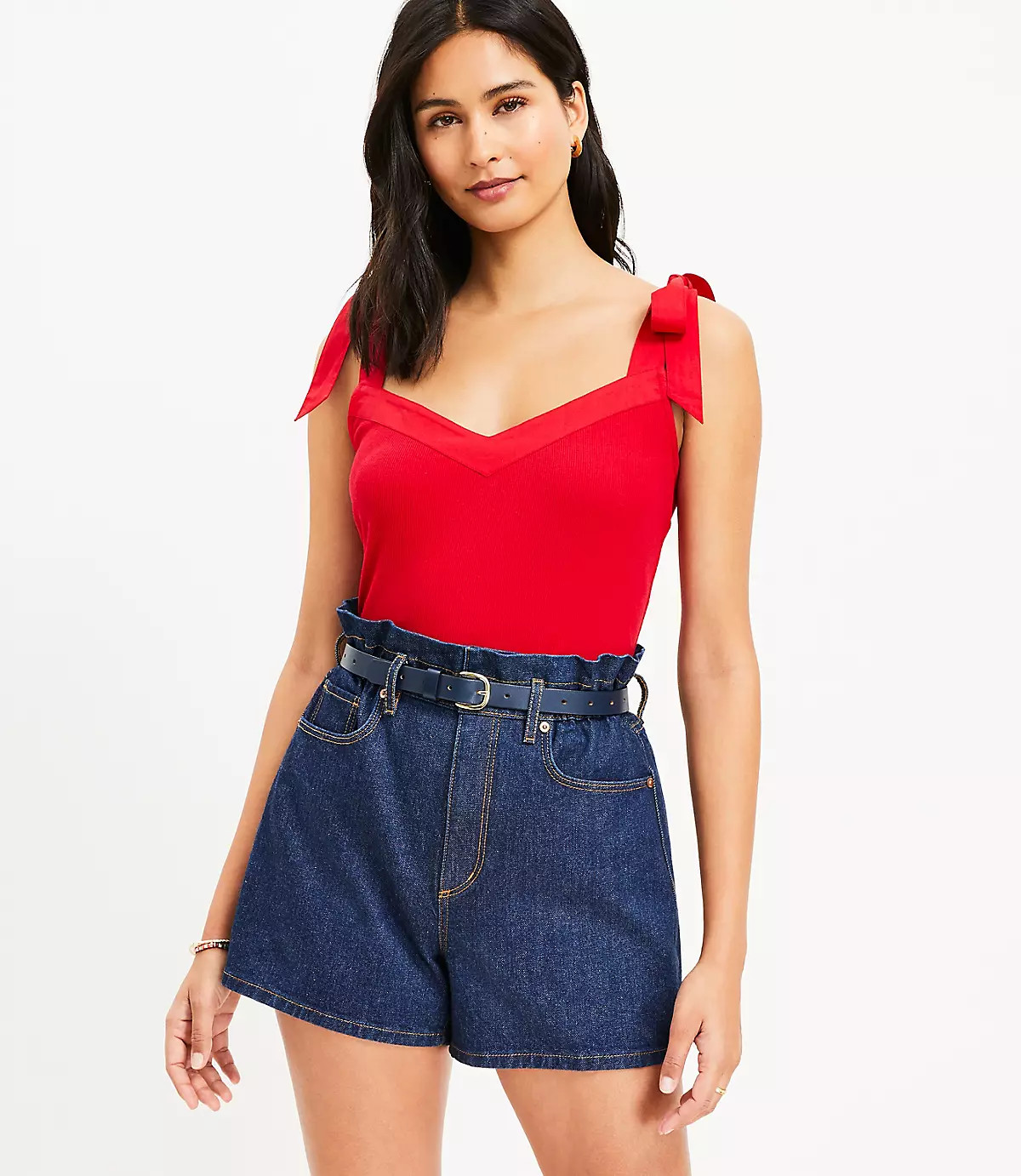 Tie Strap Mixed Media Top | LOFT