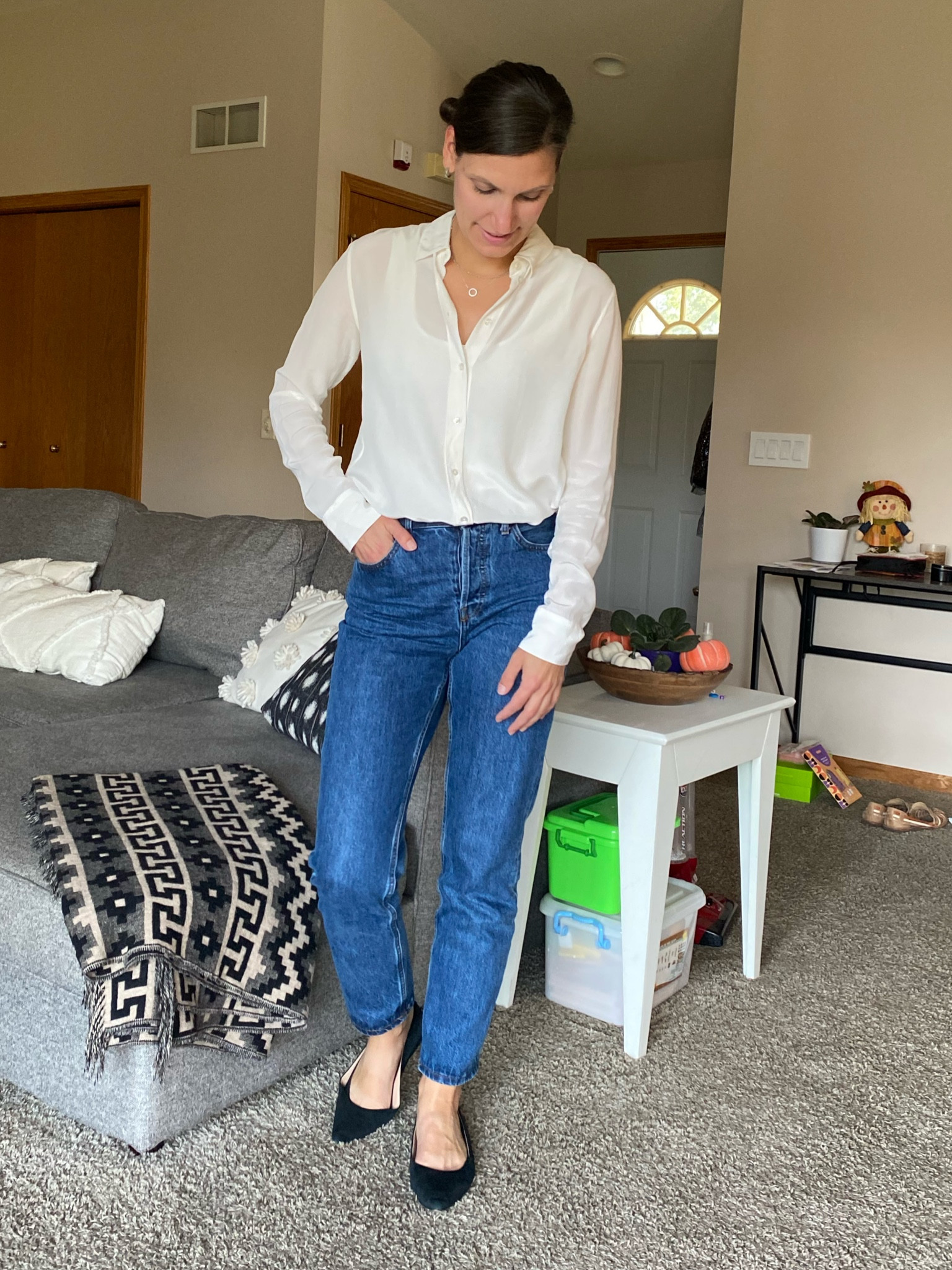 Pulled out my favorite silk blouse and naans and  they are on sale! 

These are great jeans if you’re looking for great quality, better cotton jeans that eliminate a lot of the toxic chemicals often used. 

Sizing: 
Silk blouse - true to size
Jeans - sized down 1 size

#LTKFallSale