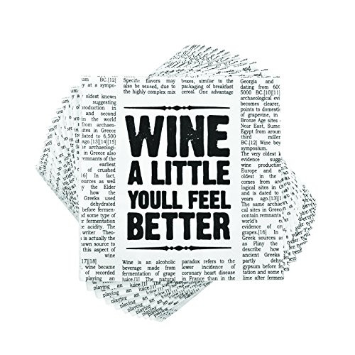 True  by True Fabrications Newspaper Wine Themed 5x5" Bright, Colorful Cocktail Napkins for Parties, | Amazon (US)