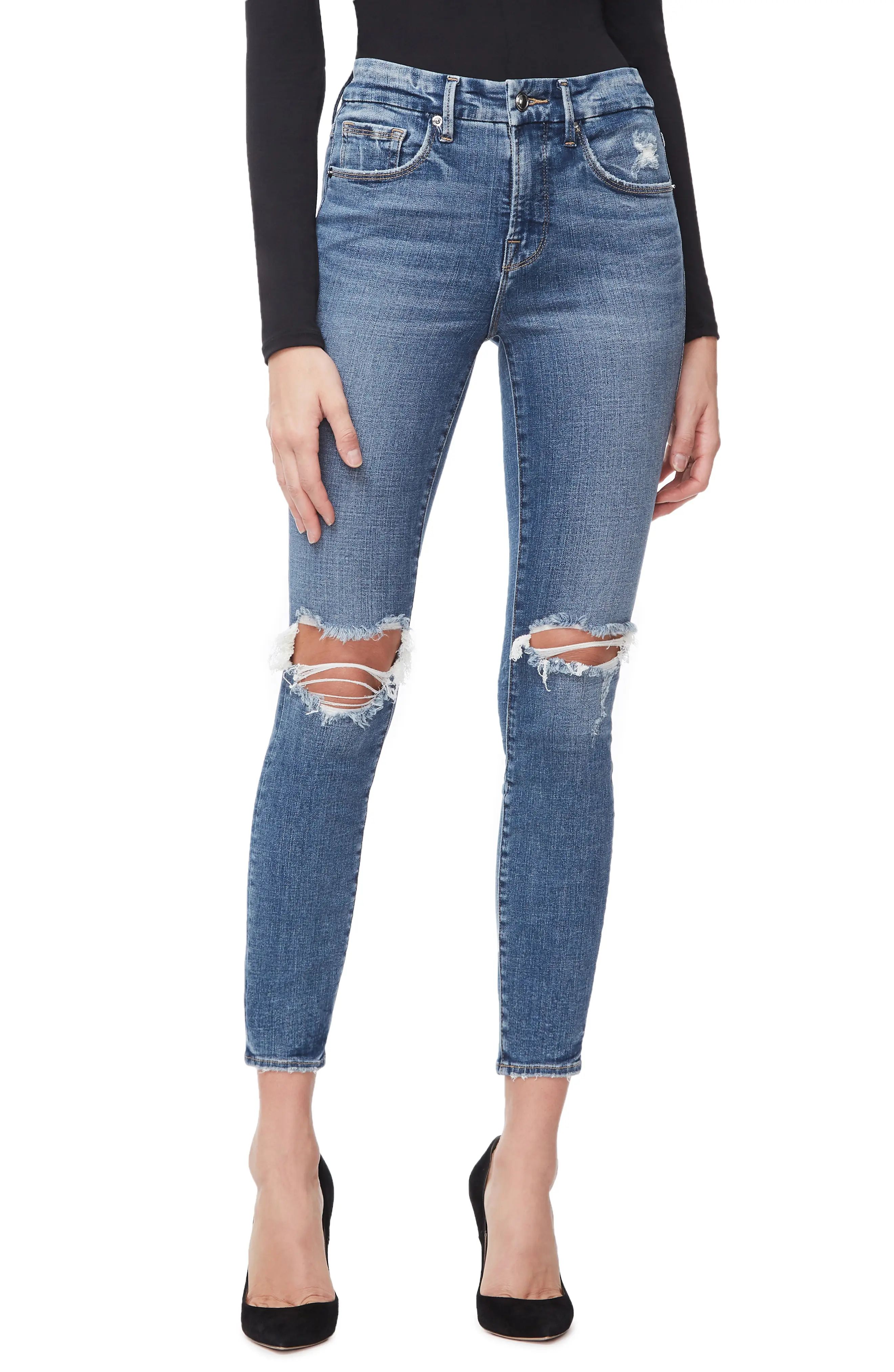 Plus Size Women's Good American Good Legs High Waist Crop Skinny Jeans, Size 20 - Blue | Nordstrom