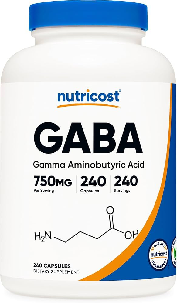 Nutricost GABA (Gamma Aminobutyric Acid) 750mg, 240 Capsules, 240 Servings - Non-GMO, Gluten Free | Amazon (US)