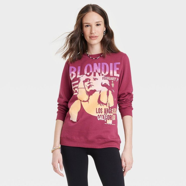 Women's Blondie Oversized Graphic Sweatshirt - Burgundy | Target