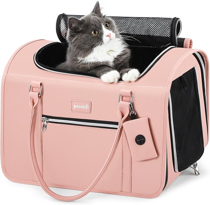 Pecute Stylish Cat Carrier Up to 13lbs, Soft Sided Small Dog Travel Carriers, Collapsible Pet Car... | Amazon (US)