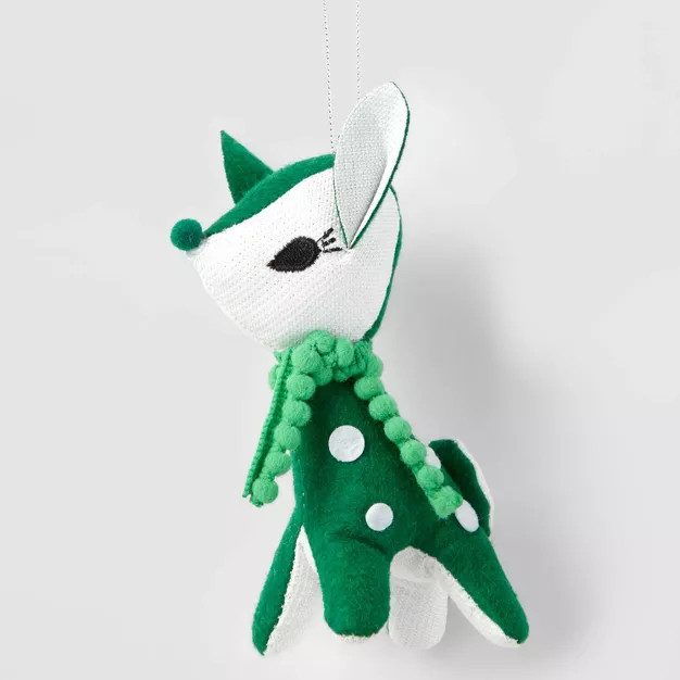 Fabric Retro Reindeer Christmas Tree Ornament Green - Wondershop™ | Target