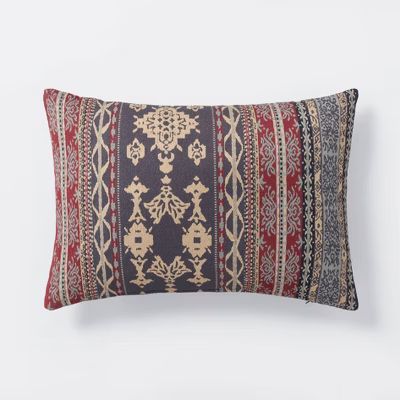 Oversized Woven Pattern Lumbar Throw Pillow Blue/Burgundy - Threshold™ designed with Studio McG... | Target