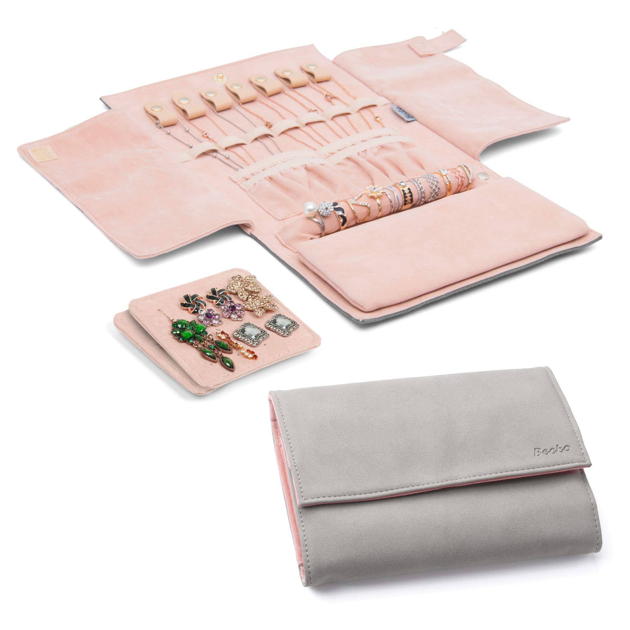 Becko Jewelry Organizer Roll Travel Jewel Bag case for Multiple Necklaces, Rings, Bracelets, Supple  | Amazon (US)