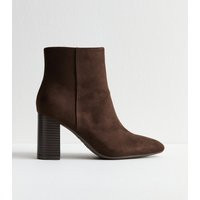 Women's Brown Faux Suede Block Heel Ankle Boots Vegan New Look | New Look (UK)