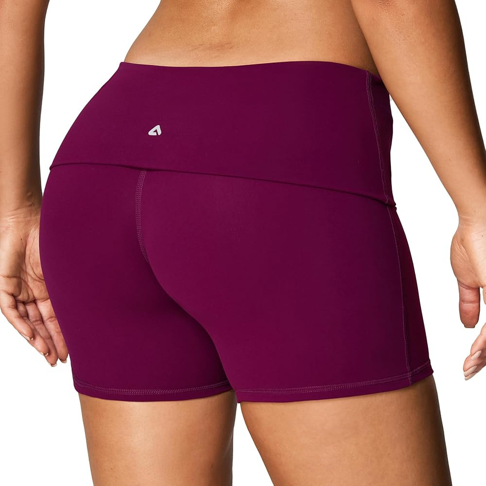 Aoxjox Women's Workout Fold Over Yoga Shorts Folded Waistband Lumastretch™ Athletic Yoga Short ... | Amazon (US)