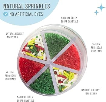 Sweets Indeed Dye Free Christmas Sprinkles – 2.75 oz 6-Cell Holiday Jar | Red Sanding Sugar, Gr... | Amazon (US)