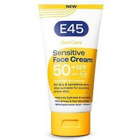 E45 Sun Face Cream for Sensitive Skin, Hydrating Sun Cream with very high UVA and UVB protection and SPF 50+, For Dry Skin | Boots.com