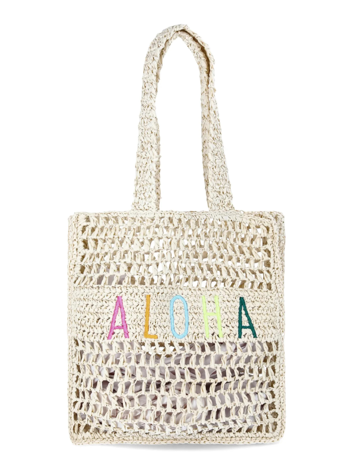 No Boundaries Women's Festival Straw Tote Bag, Natural Aloha | Walmart (US)