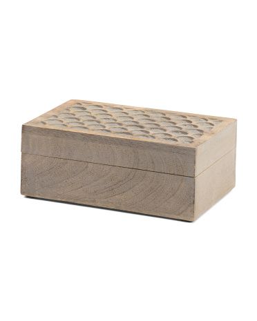9in Carved Scallop Mango Wood Box | TJ Maxx