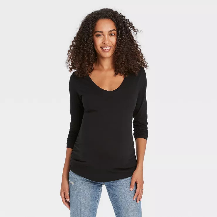 Long Sleeve Scoop Neck 2pk Bundle Maternity T-Shirt - Isabel Maternity by Ingrid & Isabel™ | Target