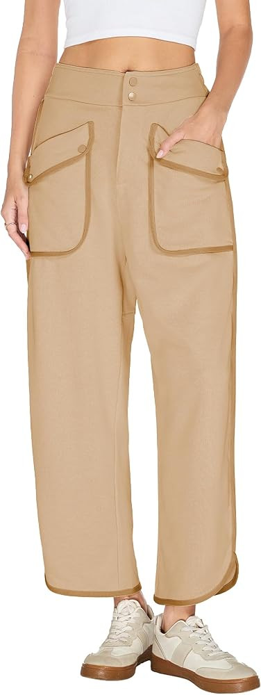 SeeLuNa Cargo Pants Barrel Sweatpants Women Acid Washed Wide Leg Athletic Palazzo Pants Joggers L... | Amazon (US)