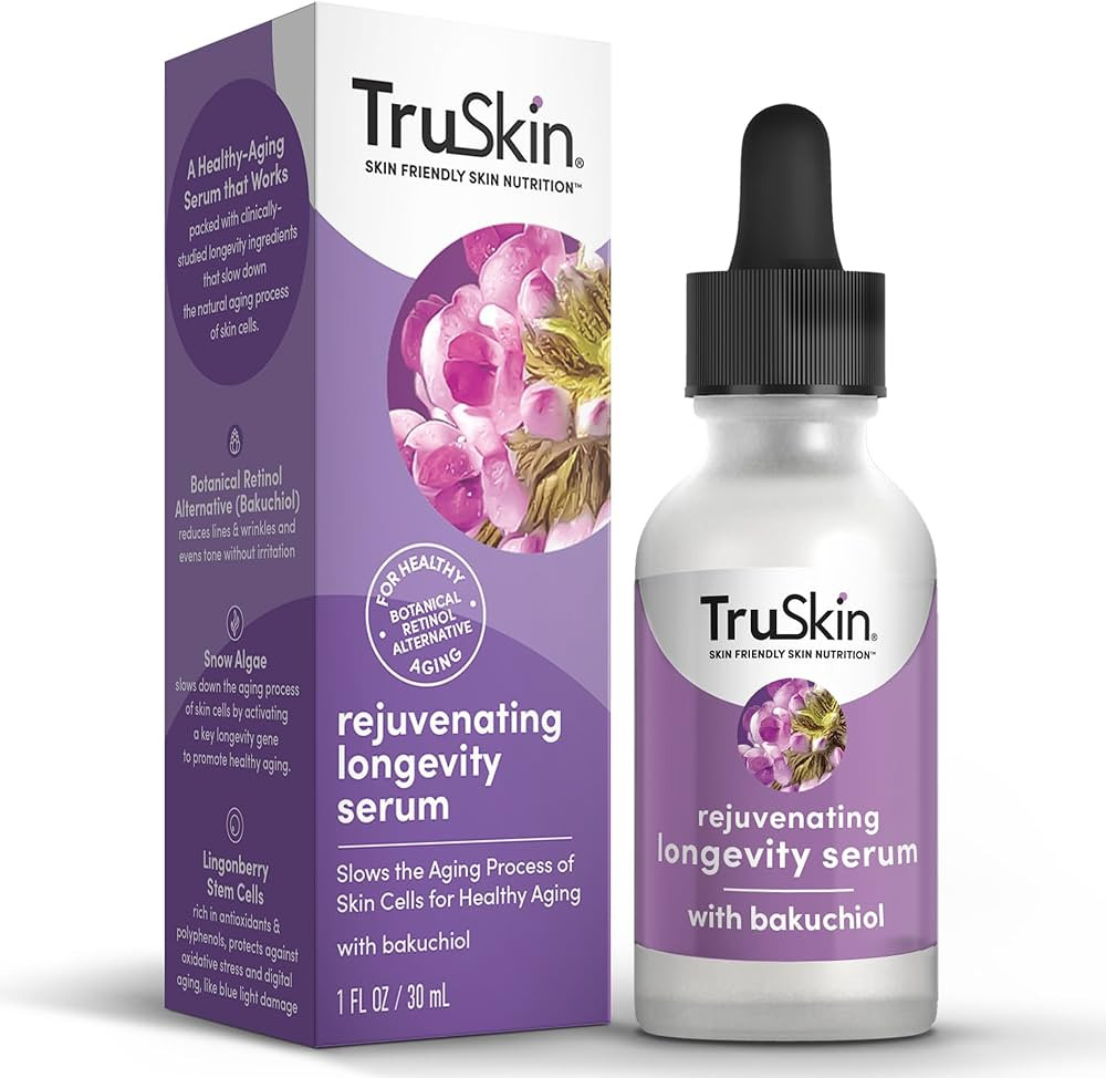 TruSkin Longevity Rejuvenating Face Serum – Bakuchiol Serum with Lingonberry Stem Cells & Snow ... | Amazon (US)