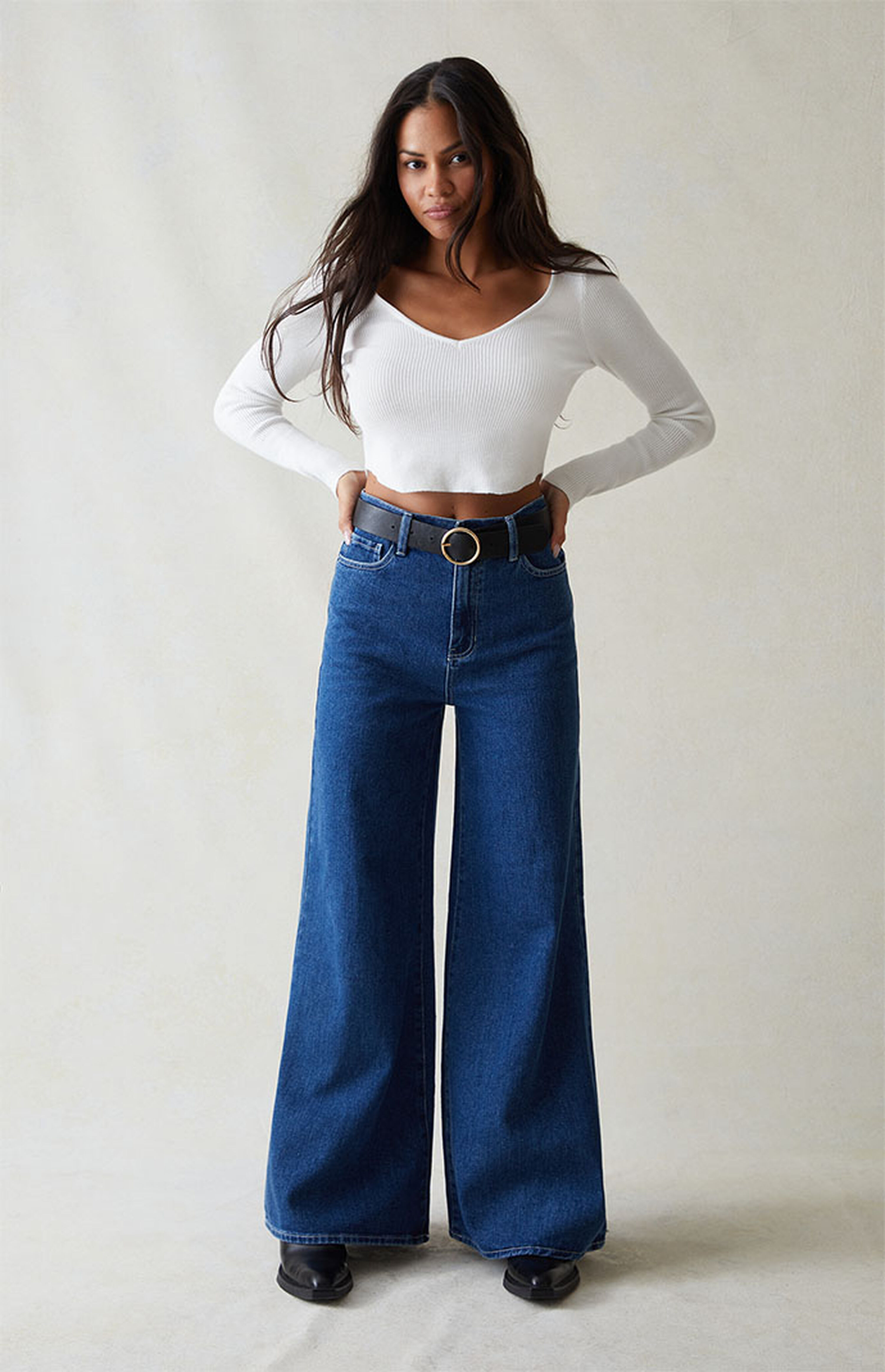 PacSun Dark Blue Extreme Wide Leg Jeans | PacSun