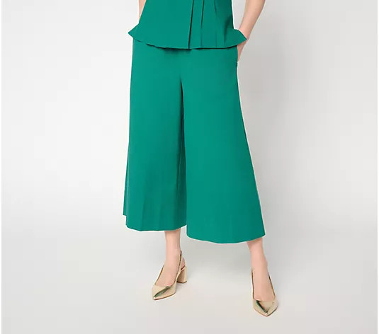 Carla Rockmore Collection Regular Pull-On Cotton Rich Wide Crop Pants - QVC.com | QVC