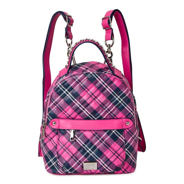 Madden NYC Women's Mini Quilted Zip Backpack Pink Plaid | Walmart (US)