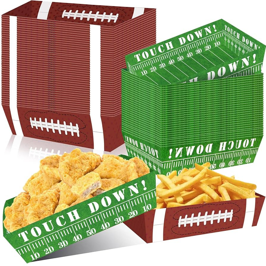 50Pcs Football Party Favors & Supplies - Paper Food Tray, Disposable Serving Boats for Football B... | Amazon (US)