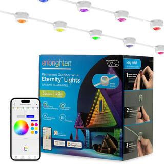 36 Light 50 ft. Outdoor Plug-in Integrated LED Eave Puck String-Light, White | The Home Depot