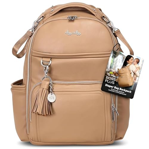 Itzy Ritzy Diaper Bag Backpack – Large Capacity Boss Plus Baby Backpack Diaper Bag Featuring 19 Pockets, Changing Pad, Stroller Clips, and Comfortable Straps (Chai) | Amazon (US)