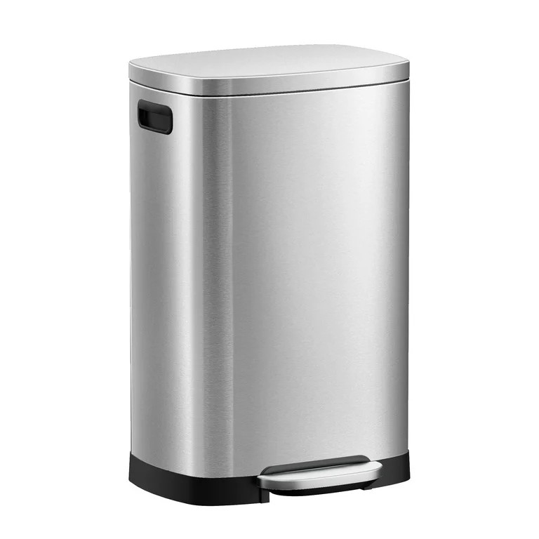KSSKSS 13 Gallon Trash Can with Lid,Fingerprint-Proof Stainless Steel Kitchen Trash Can with Soft... | Walmart (US)