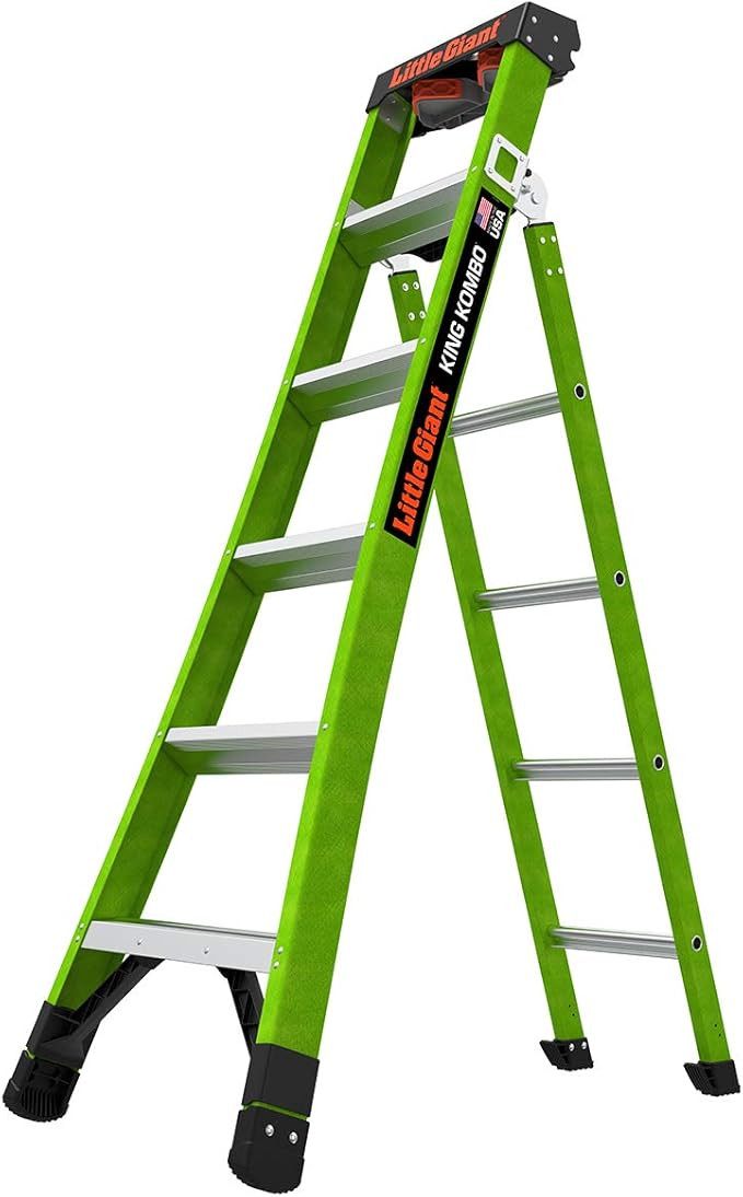 Little Giant Ladders, King Kombo, Professional, 6 Ft. A Frame, 10 Ft. Extension, Single Hinge, Fi... | Amazon (US)