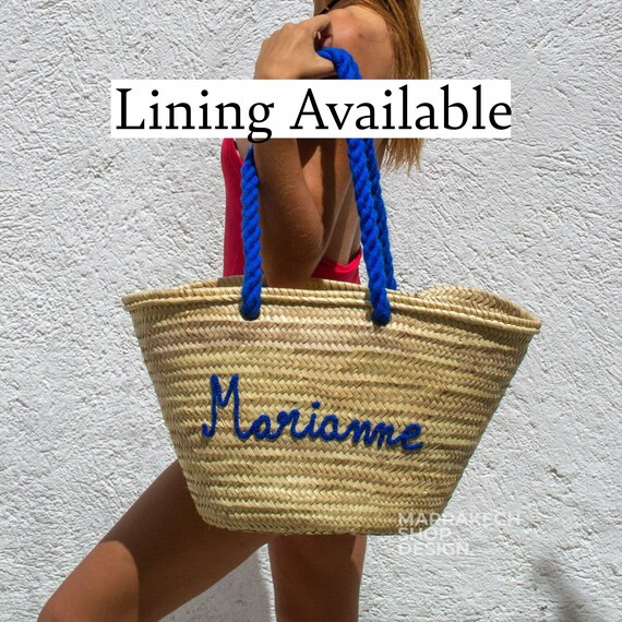 Lined Monogrammed Straw Beach Bag for Bridal Party and | Etsy | Etsy (US)