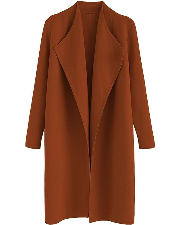 CHICWISH Women's Classy Light Tan/Black Open Front Knit Coat Cardigan | Amazon (US)