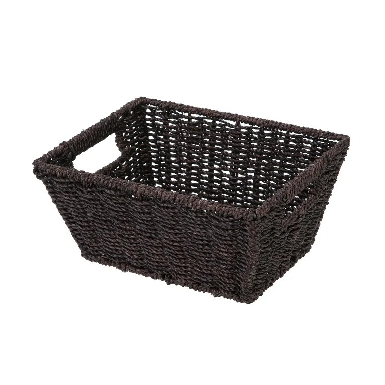 Mainstays Dark Brown Handwoven Seagrass Basket, Rectangle | Walmart (US)