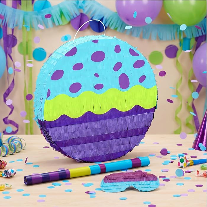 13.8 Inch Cartoon Monster Theme Pi\u00f1ata with Stick Blindfold and Confetti Birthday Party Deco... | Amazon (US)