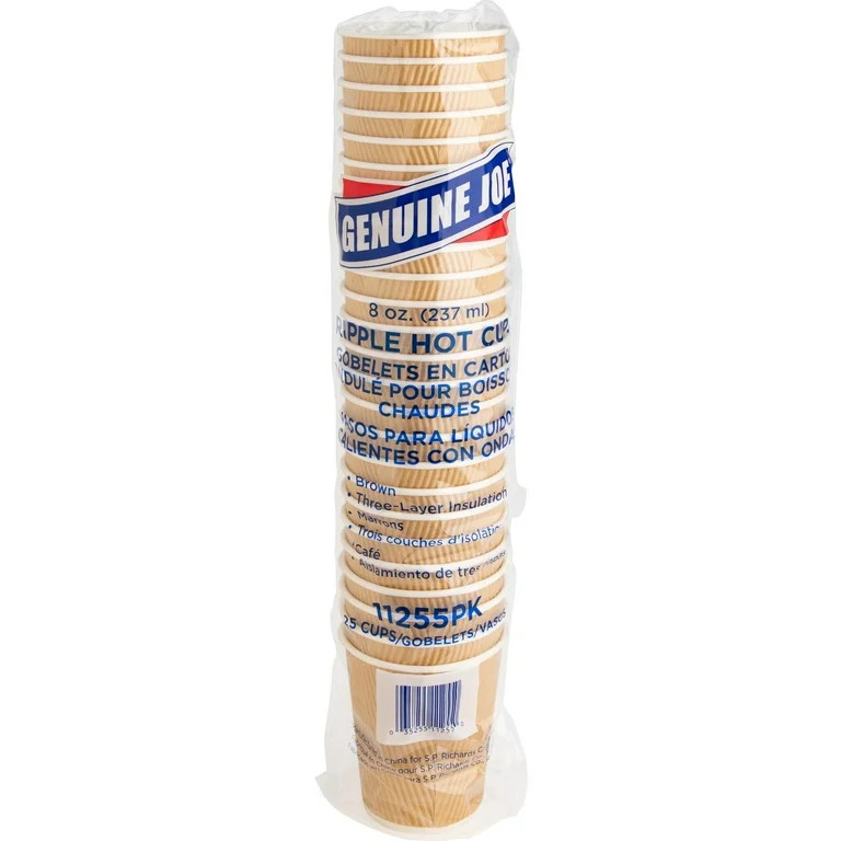 Genuine Joe, GJO11255PK, Ripple Hot Cups, 25 / Pack, Brown, 8 fl oz - Walmart.com | Walmart (US)