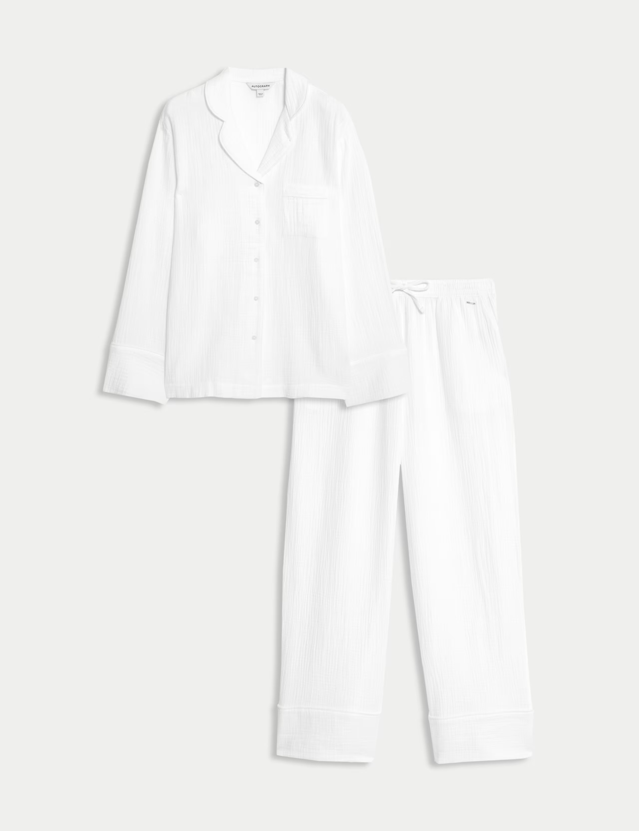 Pure Cotton Muslin Revere Pyjama Set | Autograph | M&S | Marks & Spencer (UK)