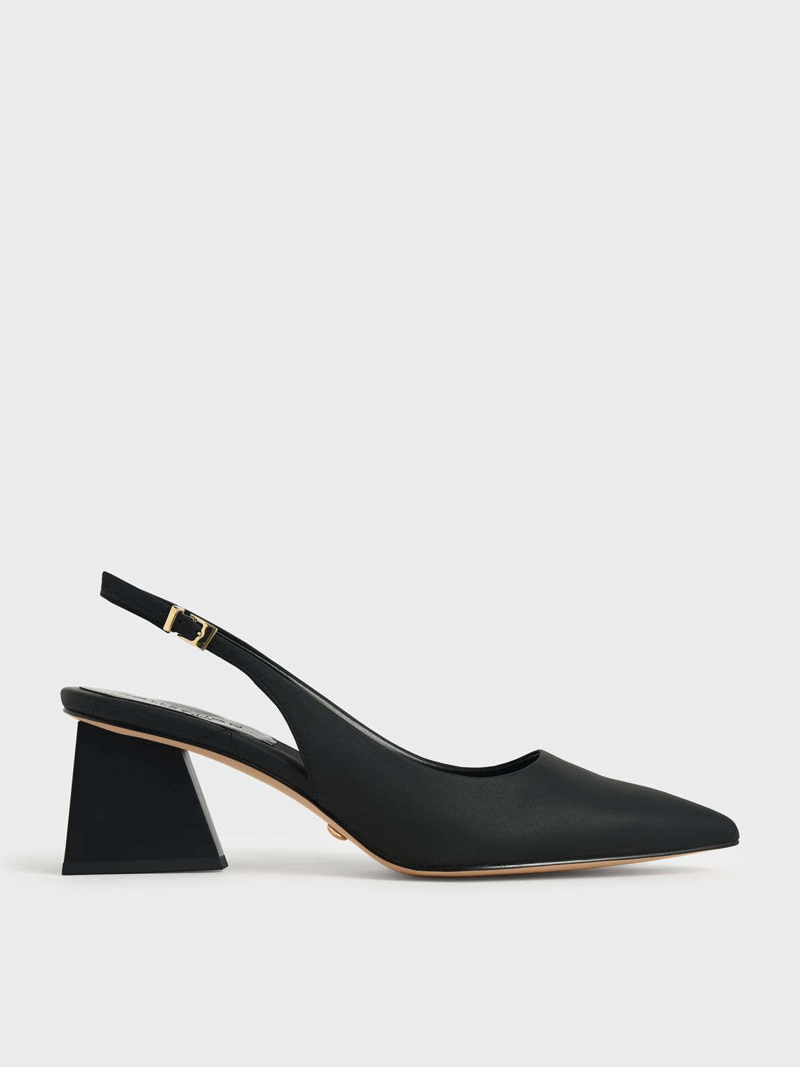 Leather Pointed Toe Slingback Pumps
 - Black | CHARLES & KEITH (US)
