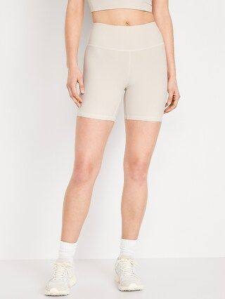 High-Waisted PowerSoft Ribbed Biker Shorts -- 6-inch inseam | Old Navy (US)