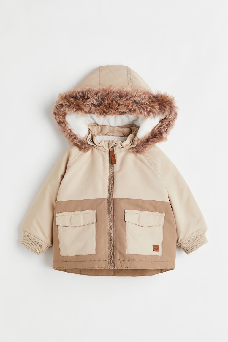 Padded Jacket - Light beige/color-block - Kids | H&M US | H&M (US + CA)