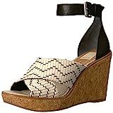 Dolce Vita Women's Urbane Wedge Sandal, Black/White Fabric, 9.5 M US | Amazon (US)