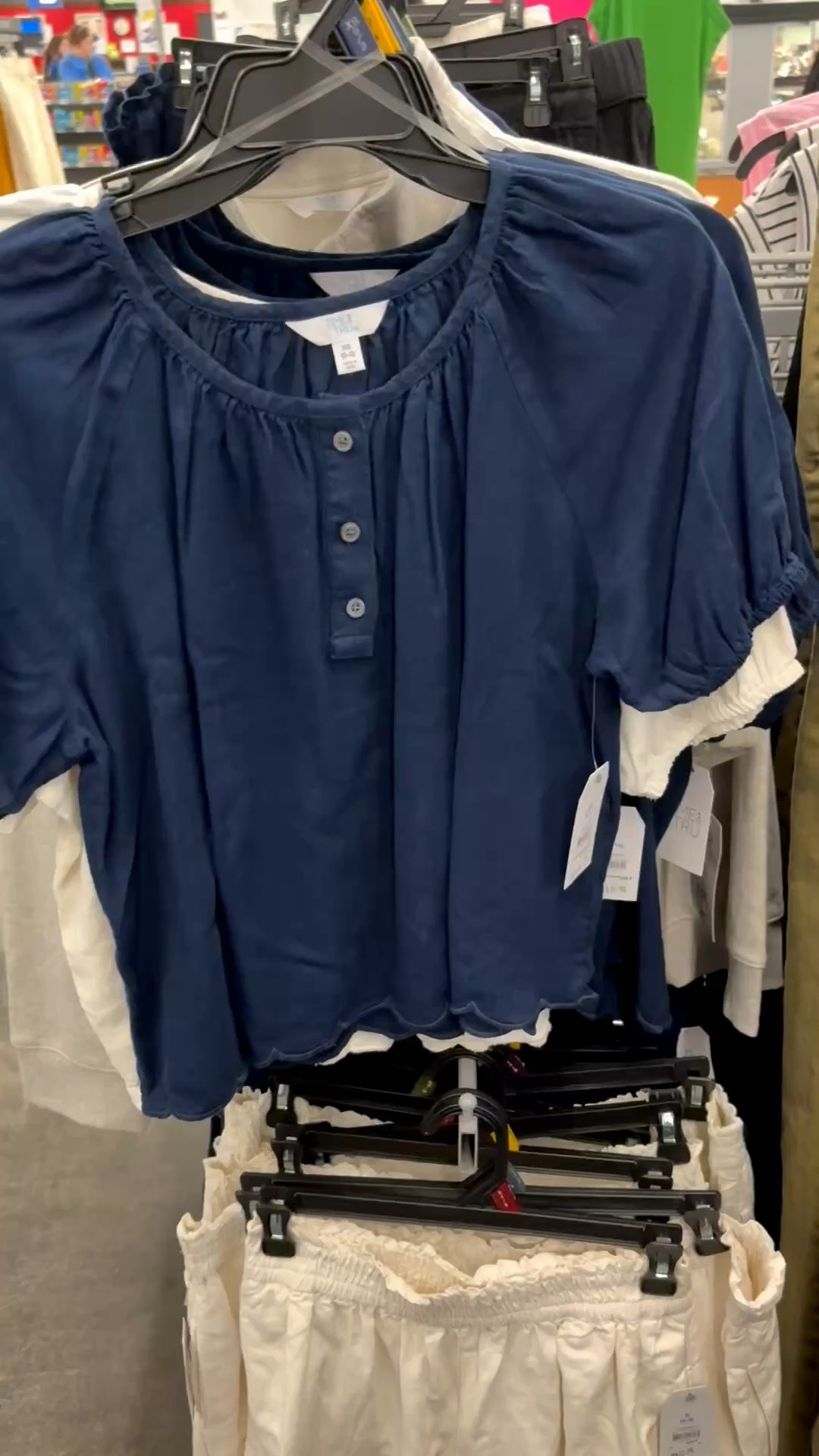 This navy blue linen blend top caught my eye then I saw there were matching shorts. I want in every color!