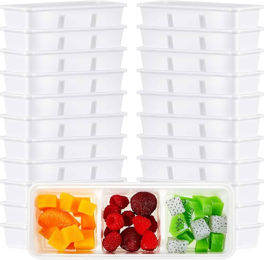 Hushee 10 Pack 17 oz Small Meal Prep Containers with 3 Compartments Snack Containers with Lid Dis... | Amazon (US)
