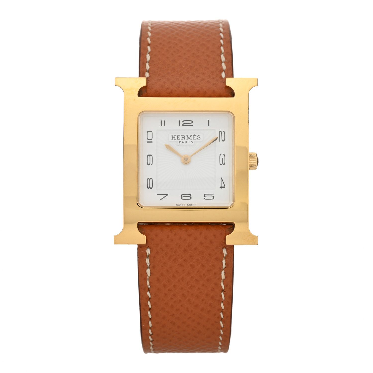 HERMES Stainless Steel Epsom 26mm Heure H Hour Quartz Watch Gold | FASHIONPHILE (US)
