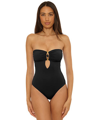 Becca Women's Rock Solid Gold Buckle One-Piece Swimsuit - Macy's | Macy's
