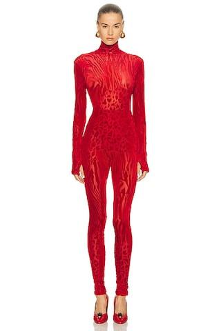 Animal Print Burnout Catsuit | FWRD 