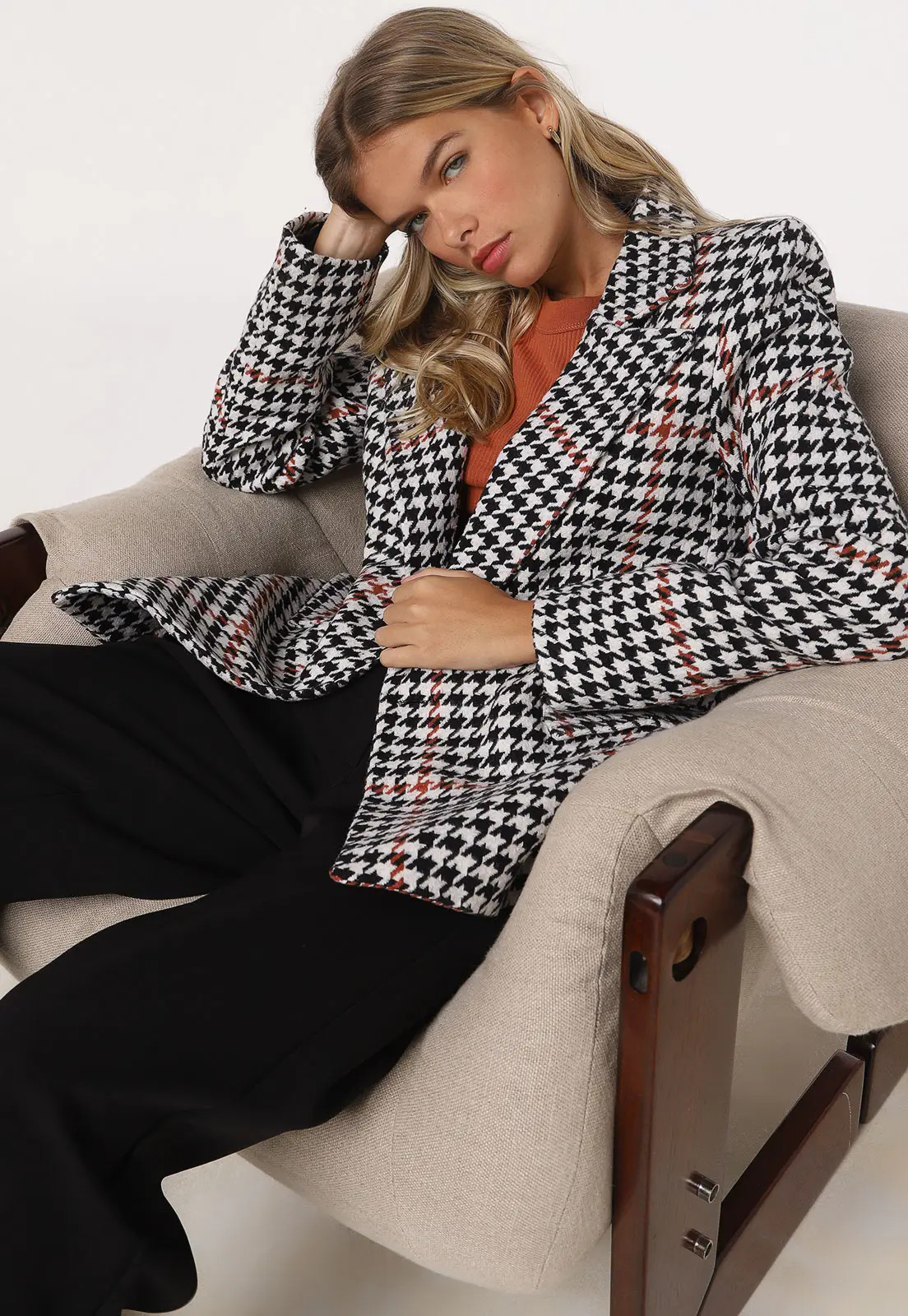 Blazer Trendyol Collection Pied de Poule Branco | Dafiti (BR)