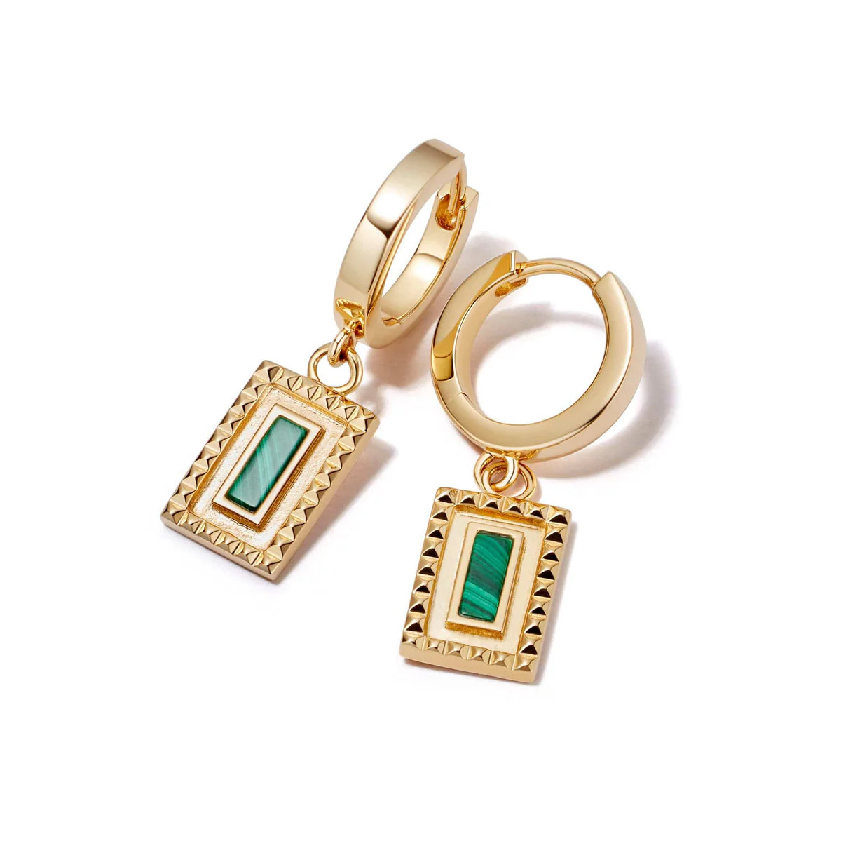 Malachite Ridge Palm Drop Earrings 18ct Gold Plate | Daisy London Jewellery