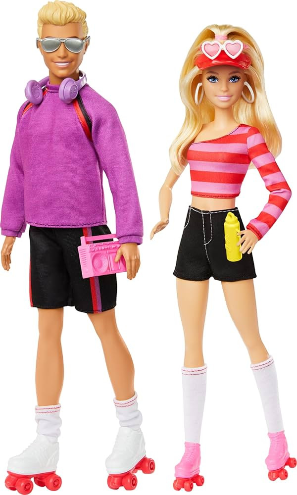 Barbie Fashionistas Set with 2 Fashion Dolls & 6 Accessories, Ken Roller-Skating Fashion Dolls, 6... | Amazon (US)